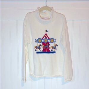 Classic Prep Boy’s Cream Carousel Roll Neck Sweater 6